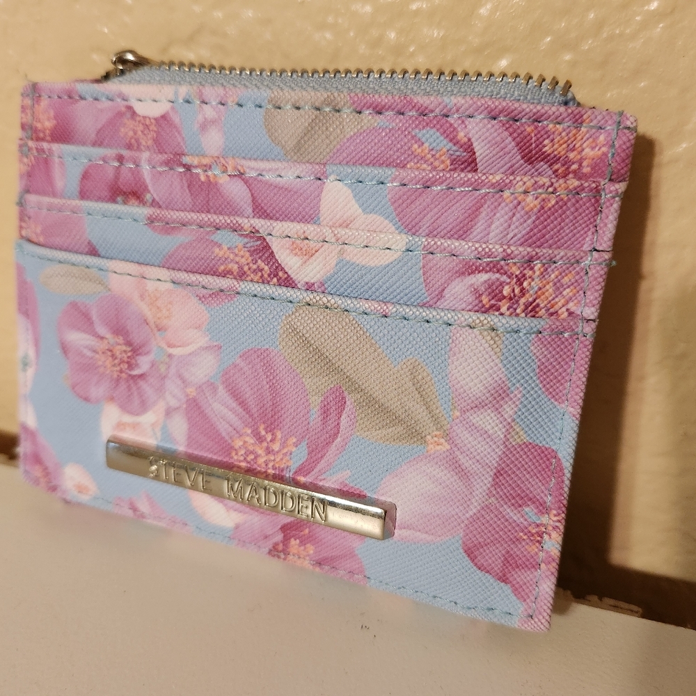 Steve madden wallet - floral - silver